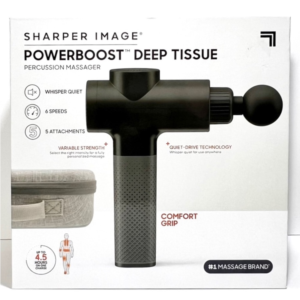 NIB Sharper Image PowerBoost Deep Tissue Percussion Massager - Picture 2 of 8
